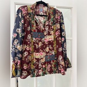 Johnny Was Multicolor Floral Blouse